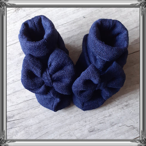 Ensemble Turban noeud + moufles + bandeau + chaussons assortis. tissu jersey de coton